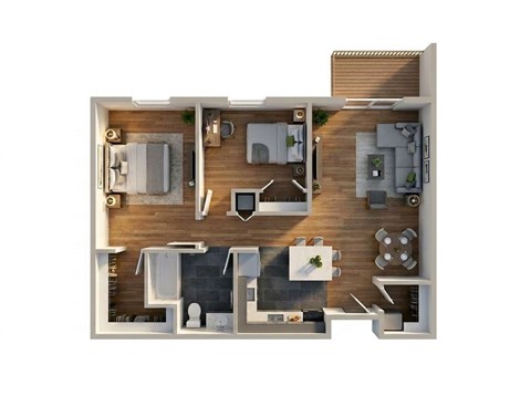 Floor plan for 2 beds, 1 bath, 780 sqft
